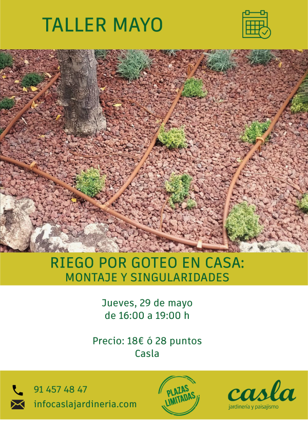 Taller Riego por goteo en casa - Jueves 29 de Mayo